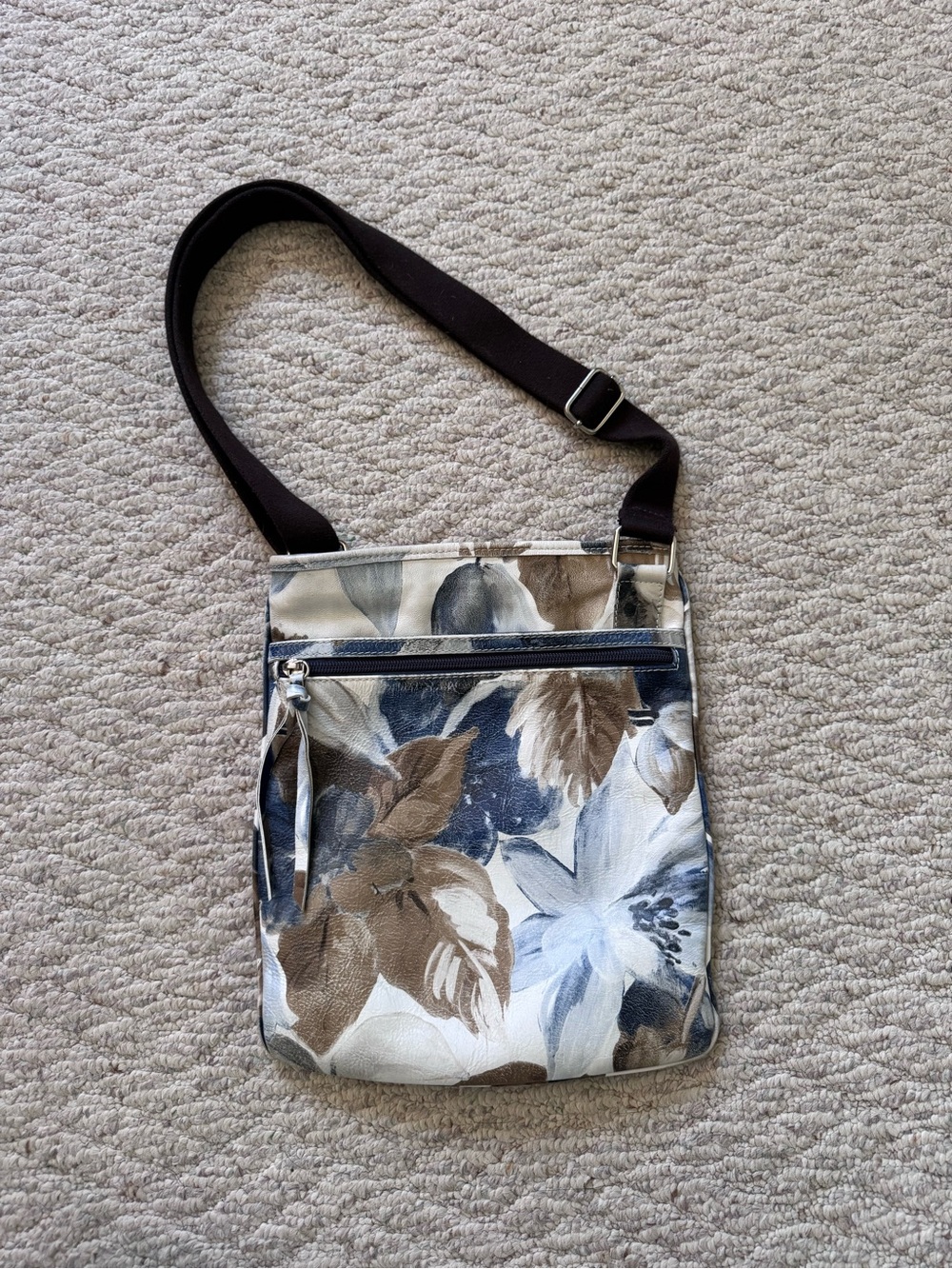 Maurizio Taiuti Genuine Italian Leather Floral Crossbody Bag